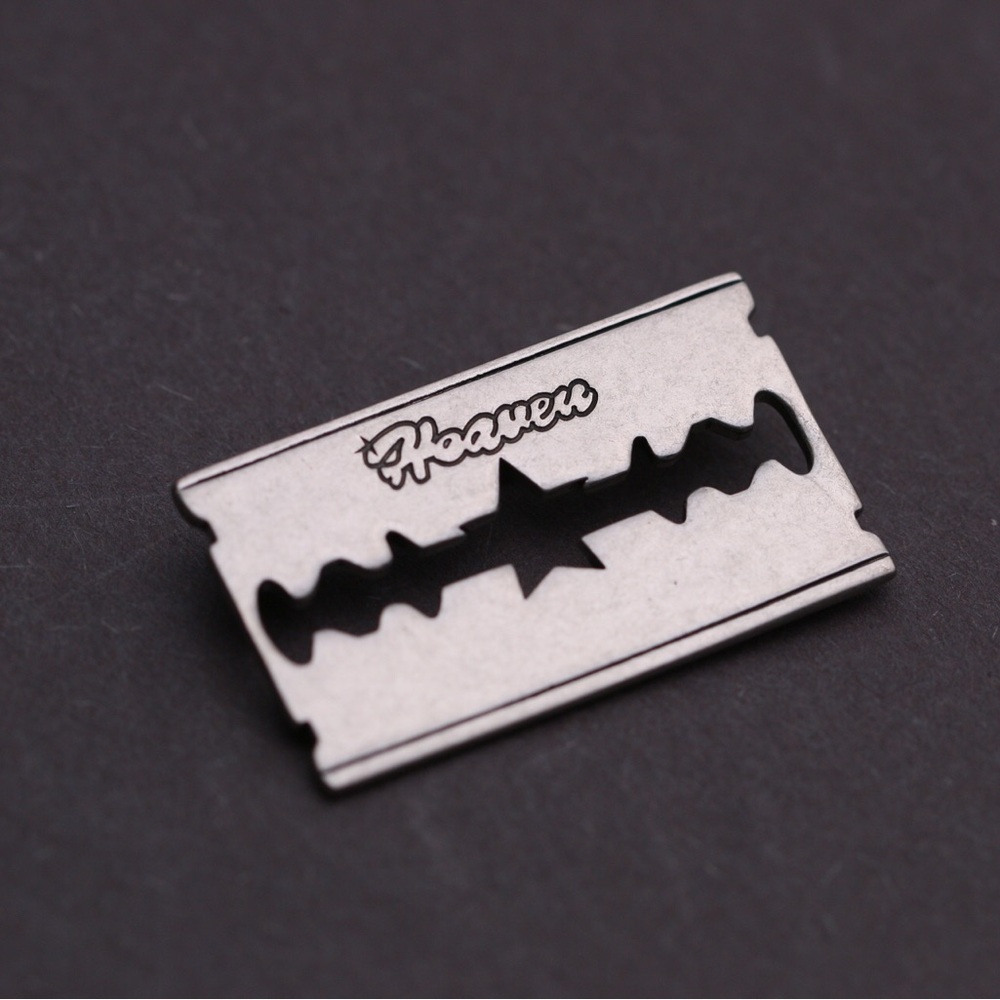 Heaven Silver Razor Blade Pin